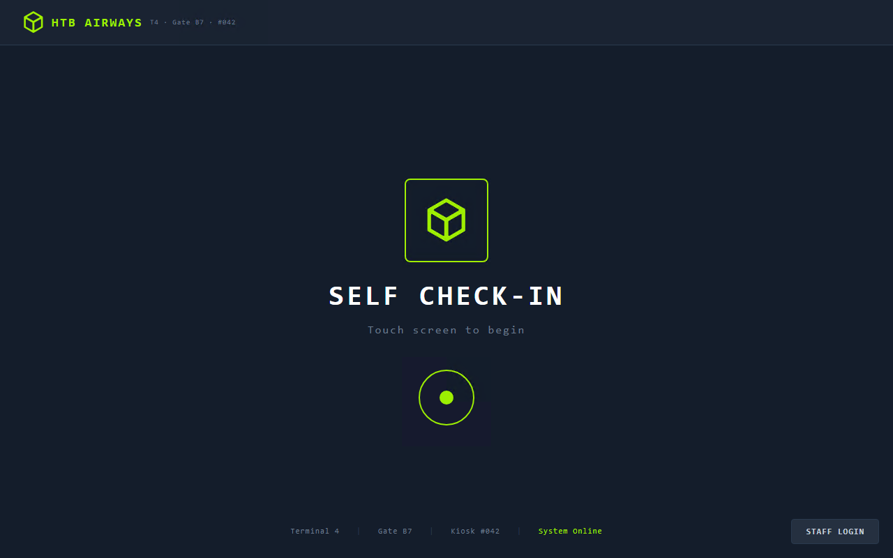 Kiosk start screen
